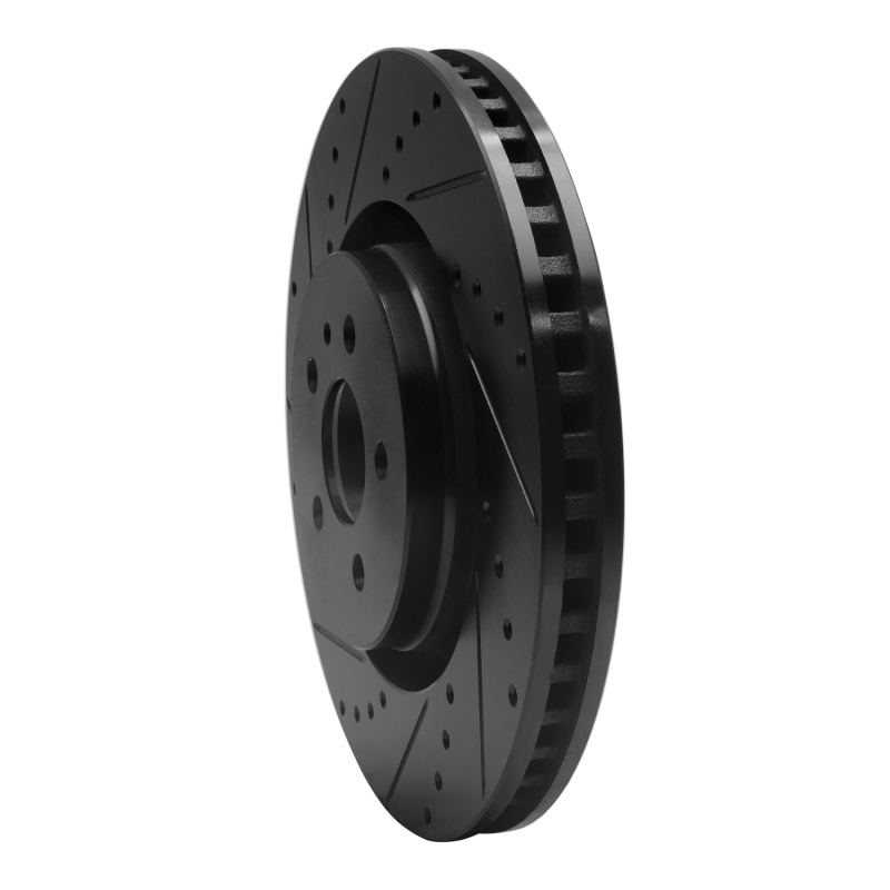 Ford Edge Brake Rotor (1) - Front Left - R1 Concepts - Drilled & Slotted - Black - `15-`21